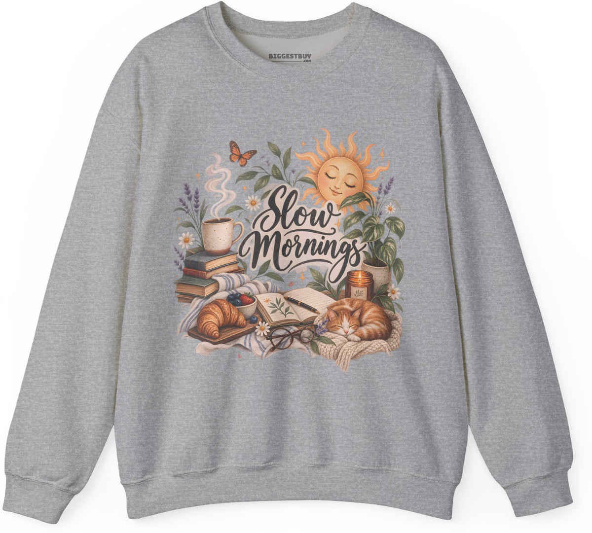 Sunrise Snuggles - Crewneck Sweatshirt in Sport Grey, front view