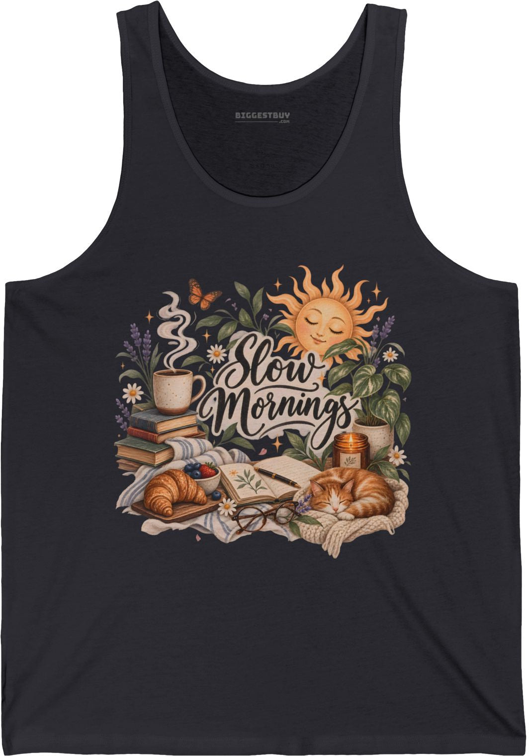 Sunrise Snuggles - Jersey Tank Top in Dark Grey, front view
