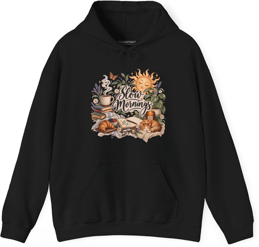 Sunrise Snuggles - Pullover Hoodie in Black, front view