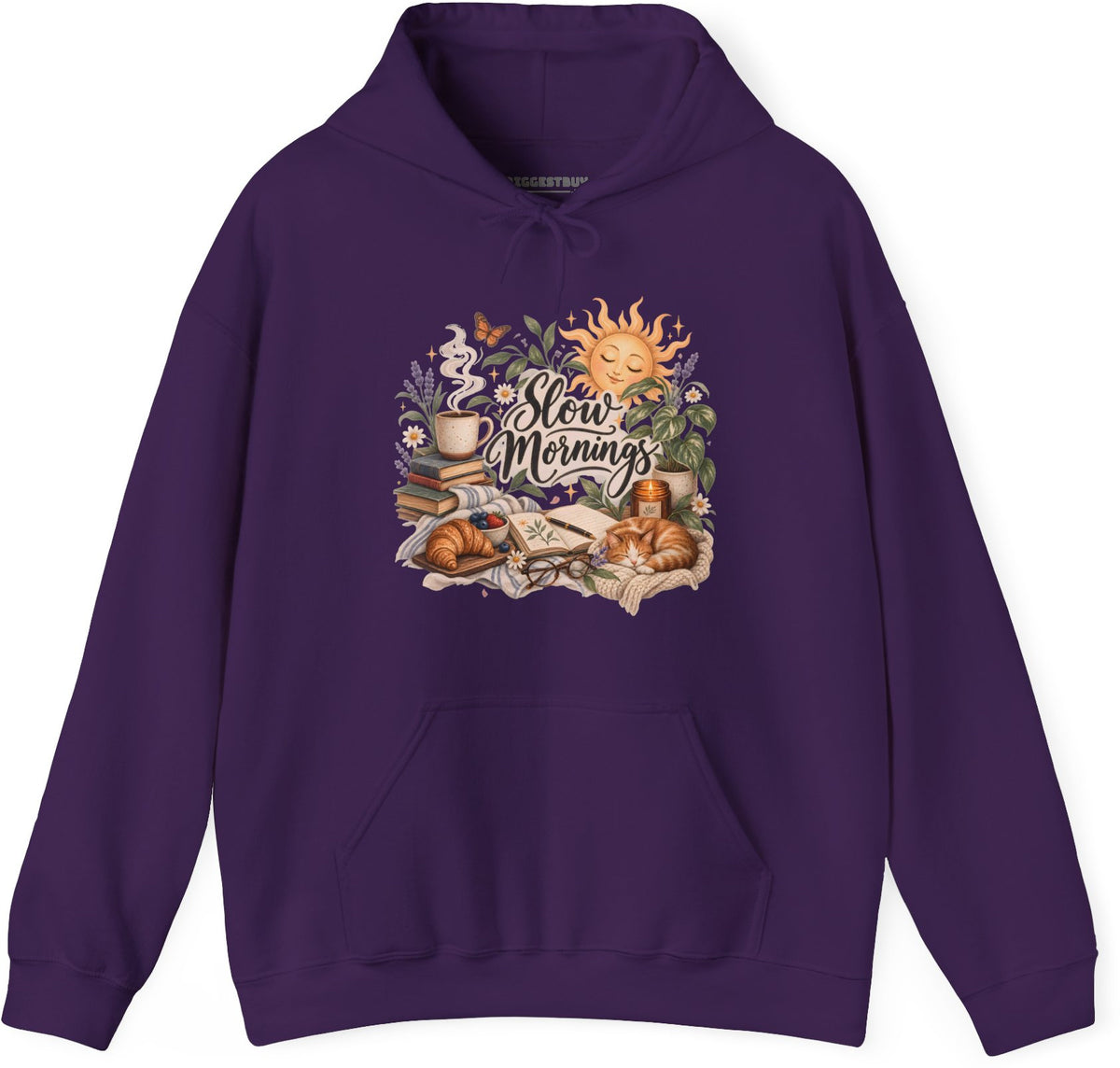 Sunrise Snuggles - Pullover Hoodie in Purple, front view