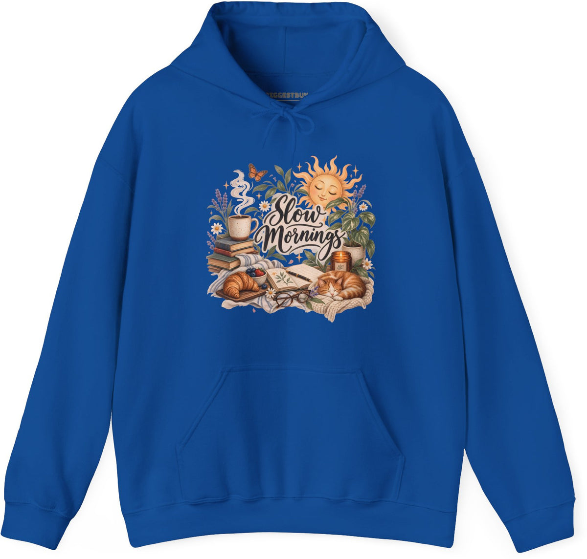 Sunrise Snuggles - Pullover Hoodie in Royal, front view