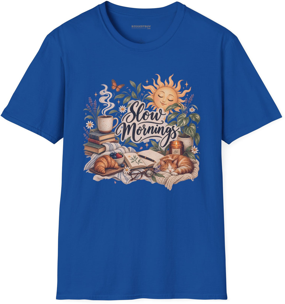 Sunrise Snuggles - Softstyle T-Shirt in Royal, front view
