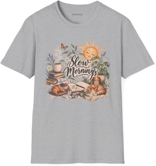 Sunrise Snuggles - Softstyle T-Shirt in Sport Grey, front view