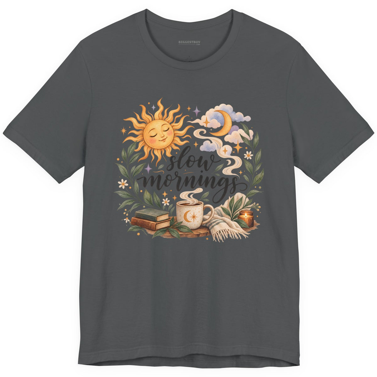Sunshine Kisses - Classic Jersey Tee in Asphalt, front view