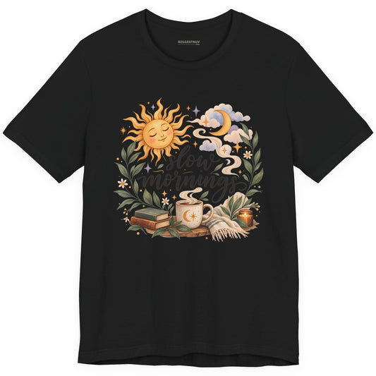 Sunshine Kisses - Classic Jersey Tee in Black, front view