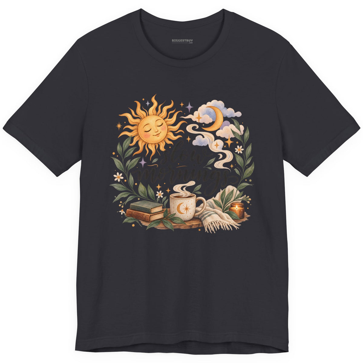 Sunshine Kisses - Classic Jersey Tee in Dark Grey, front view