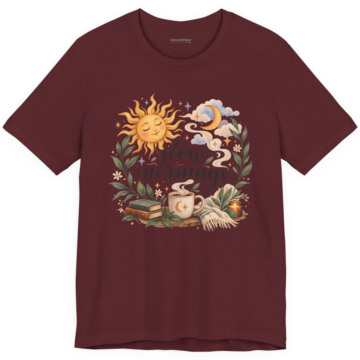 Sunshine Kisses - Classic Jersey Tee in Maroon, front view