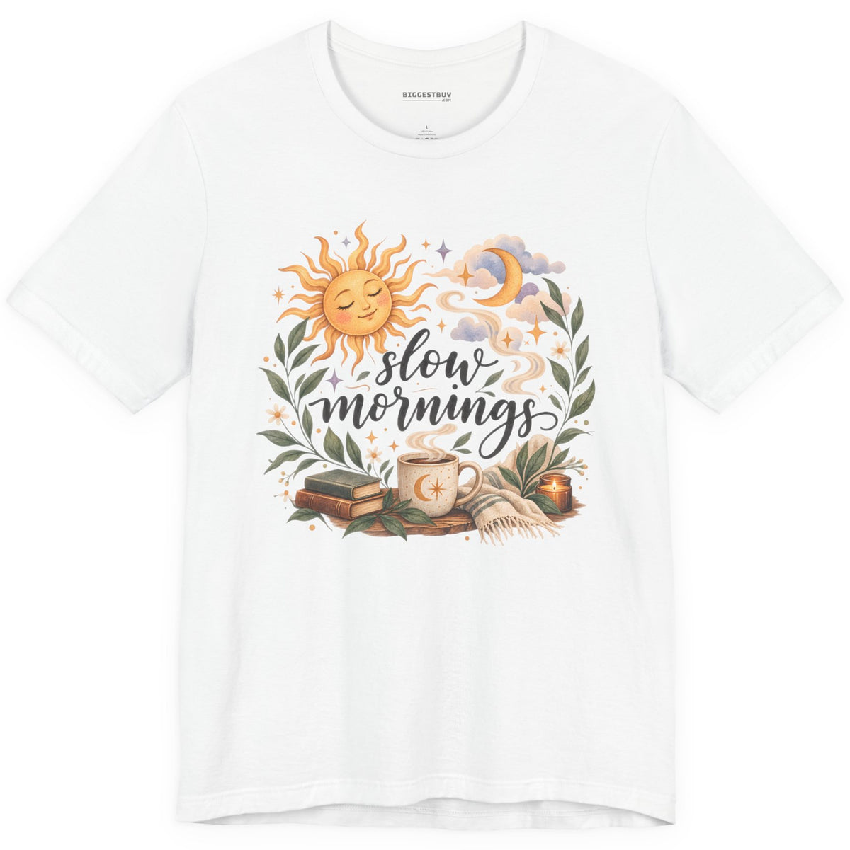 Sunshine Kisses - Classic Jersey Tee in White, front view