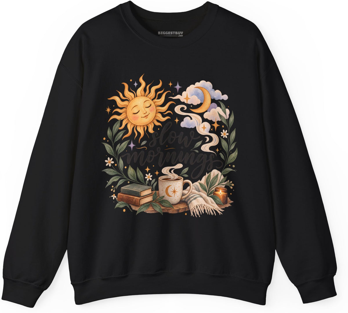 Sunshine Kisses - Crewneck Sweatshirt in Black, front view