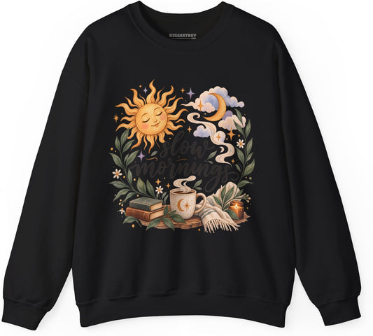 Sunshine Kisses - Crewneck Sweatshirt in Black, front view