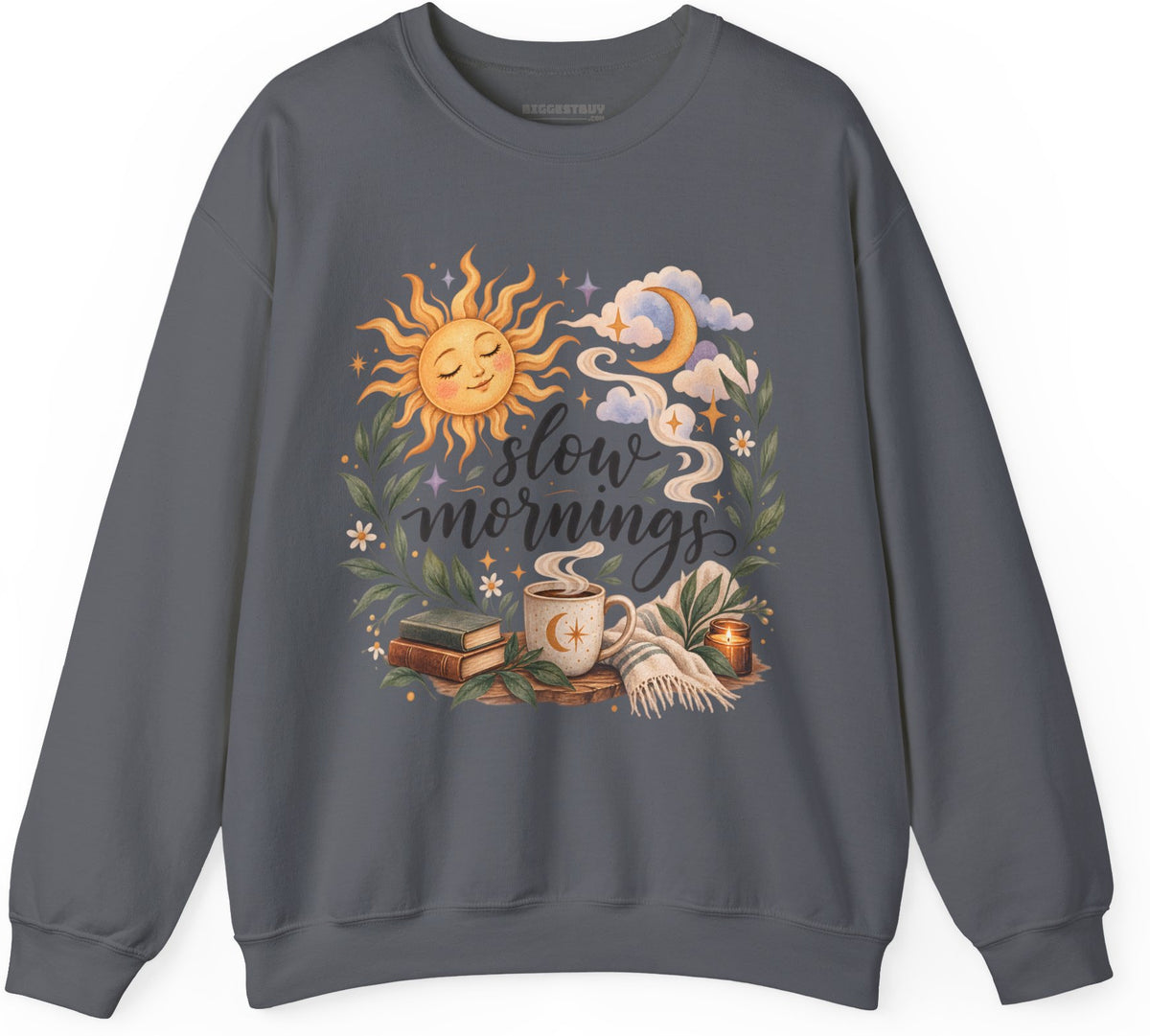 Sunshine Kisses - Crewneck Sweatshirt in Charcoal, front view