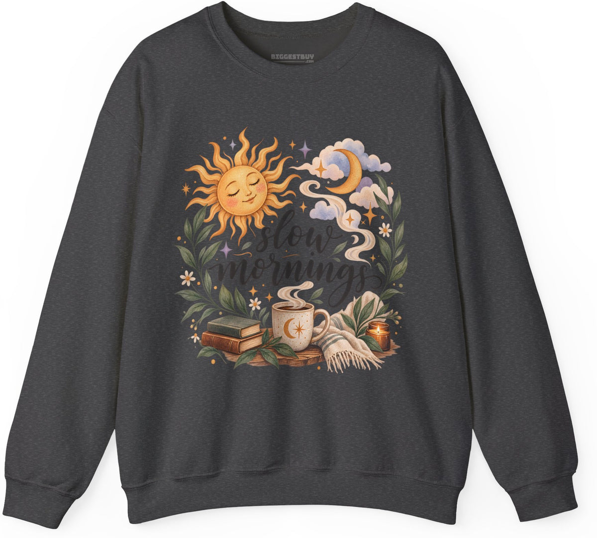 Sunshine Kisses - Crewneck Sweatshirt in Dark Heather, front view