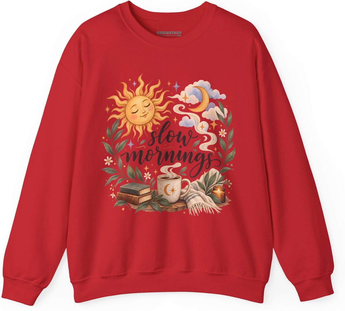 Sunshine Kisses - Crewneck Sweatshirt in Red, front view