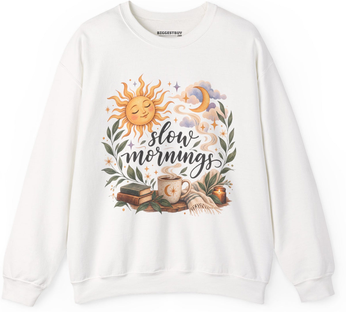 Sunshine Kisses - Crewneck Sweatshirt in White, front view