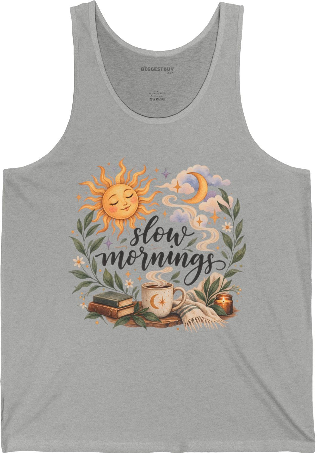 Sunshine Kisses - Jersey Tank Top in Athletic Heather, front view