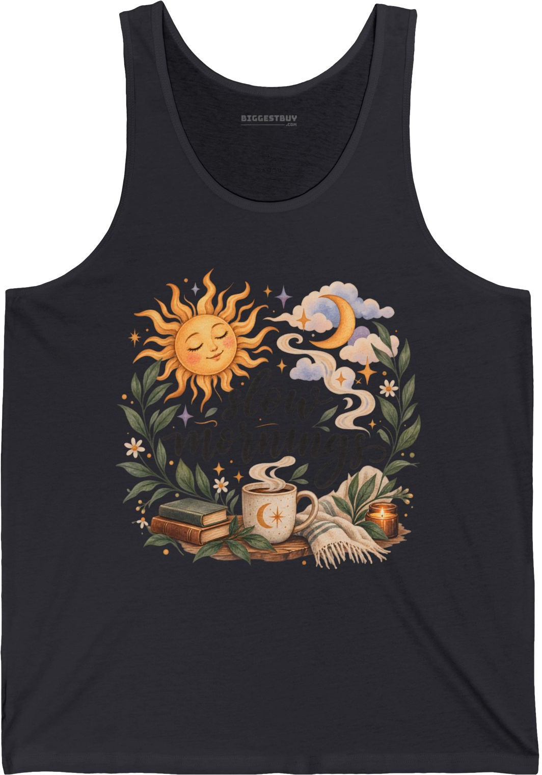Sunshine Kisses - Jersey Tank Top in Dark Grey, front view