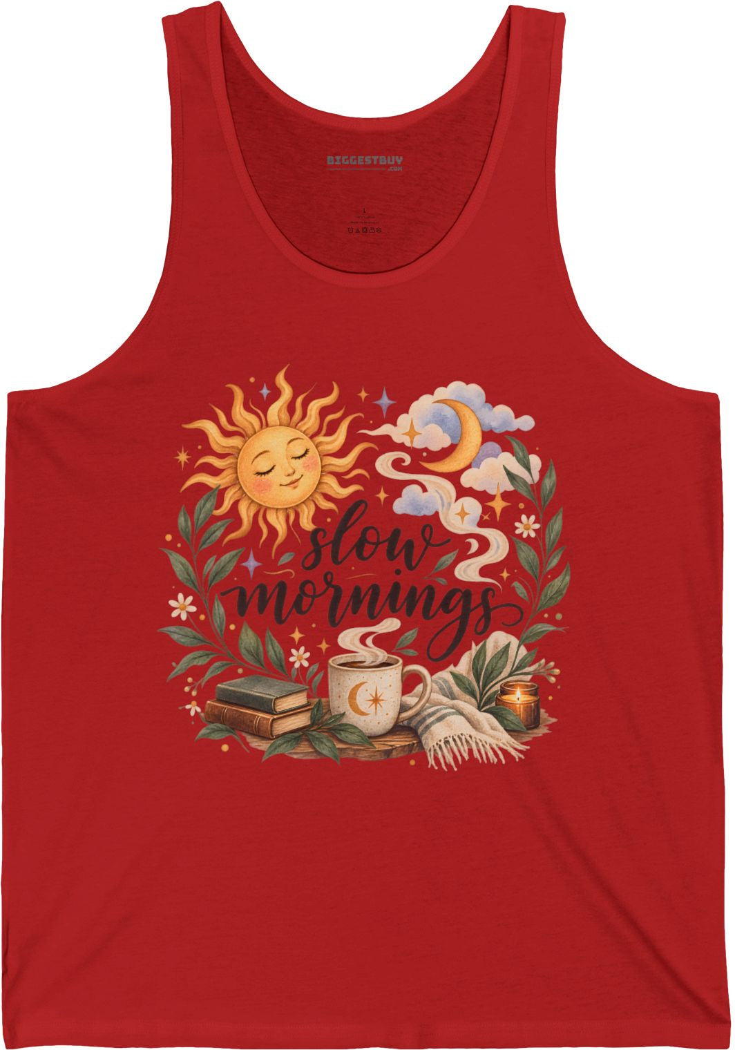 Sunshine Kisses - Jersey Tank Top in Red, front view