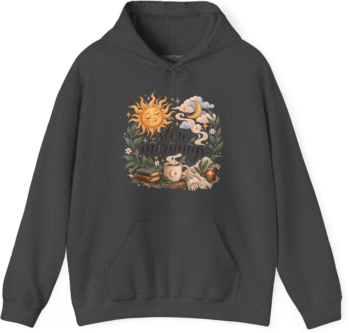 Sunshine Kisses - Pullover Hoodie in Dark Heather, front view