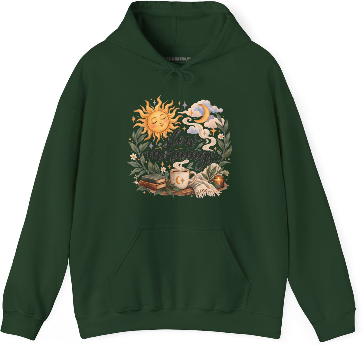 Sunshine Kisses - Pullover Hoodie in Forest Green, front view
