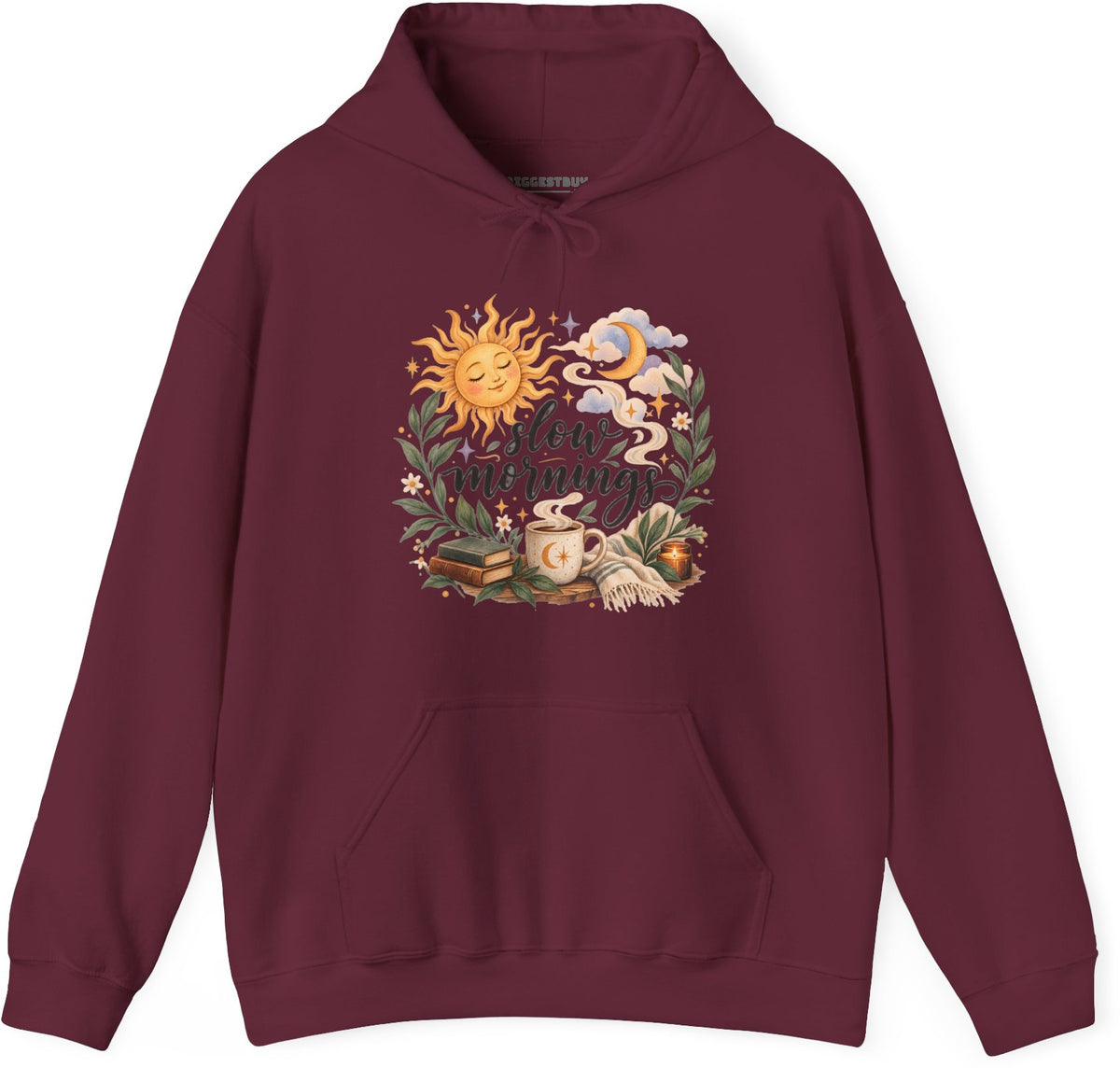 Sunshine Kisses - Pullover Hoodie in Maroon, front view