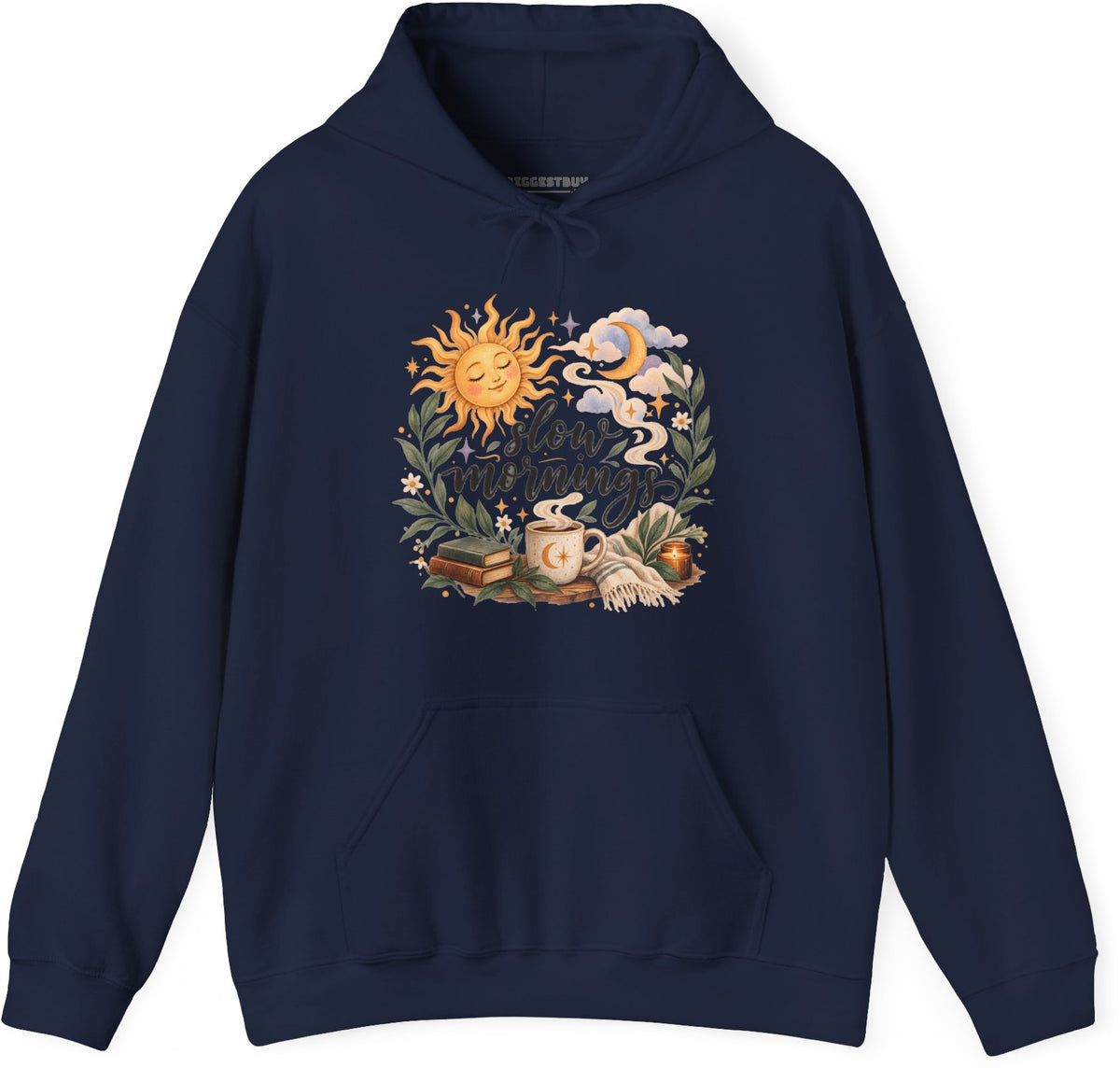 Sunshine Kisses - Pullover Hoodie in Navy, front view