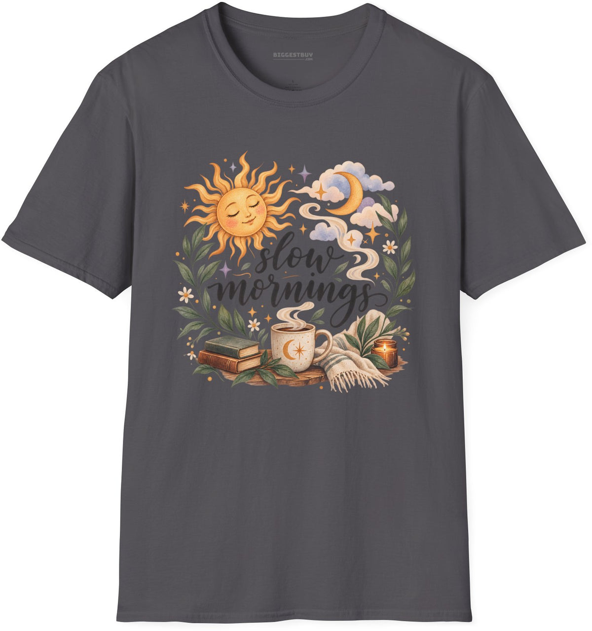 Sunshine Kisses - Softstyle T-Shirt in Charcoal, front view