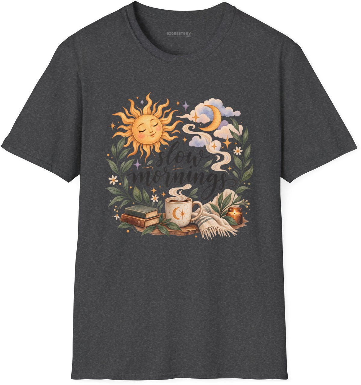Sunshine Kisses - Softstyle T-Shirt in Dark Heather, front view