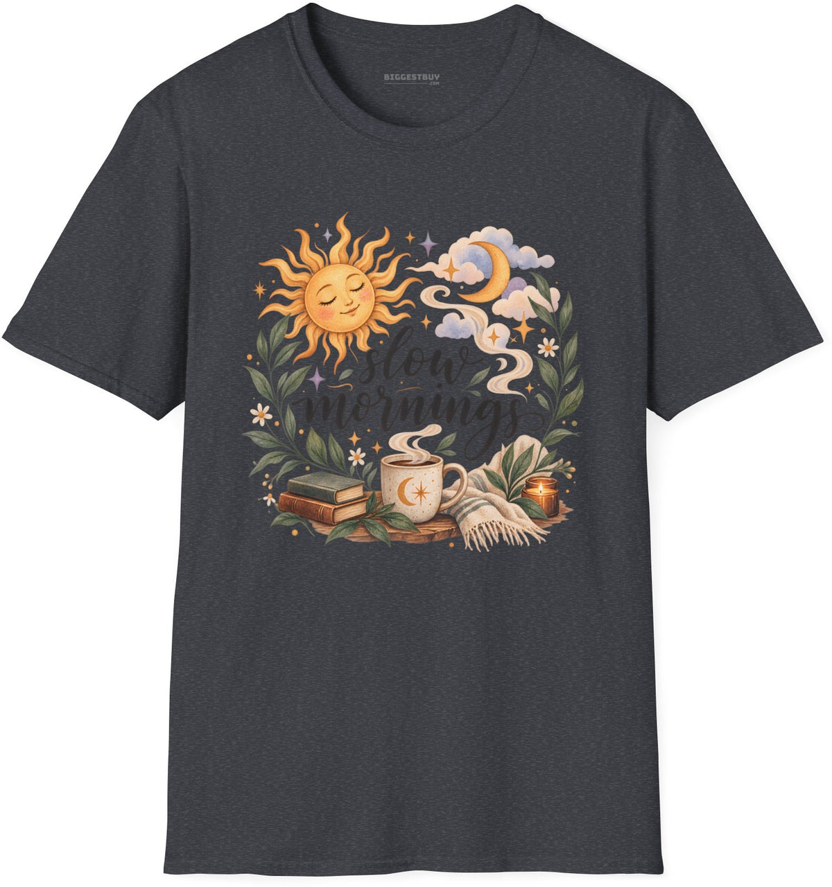 Sunshine Kisses - Softstyle T-Shirt in Dark Heather Grey, front view