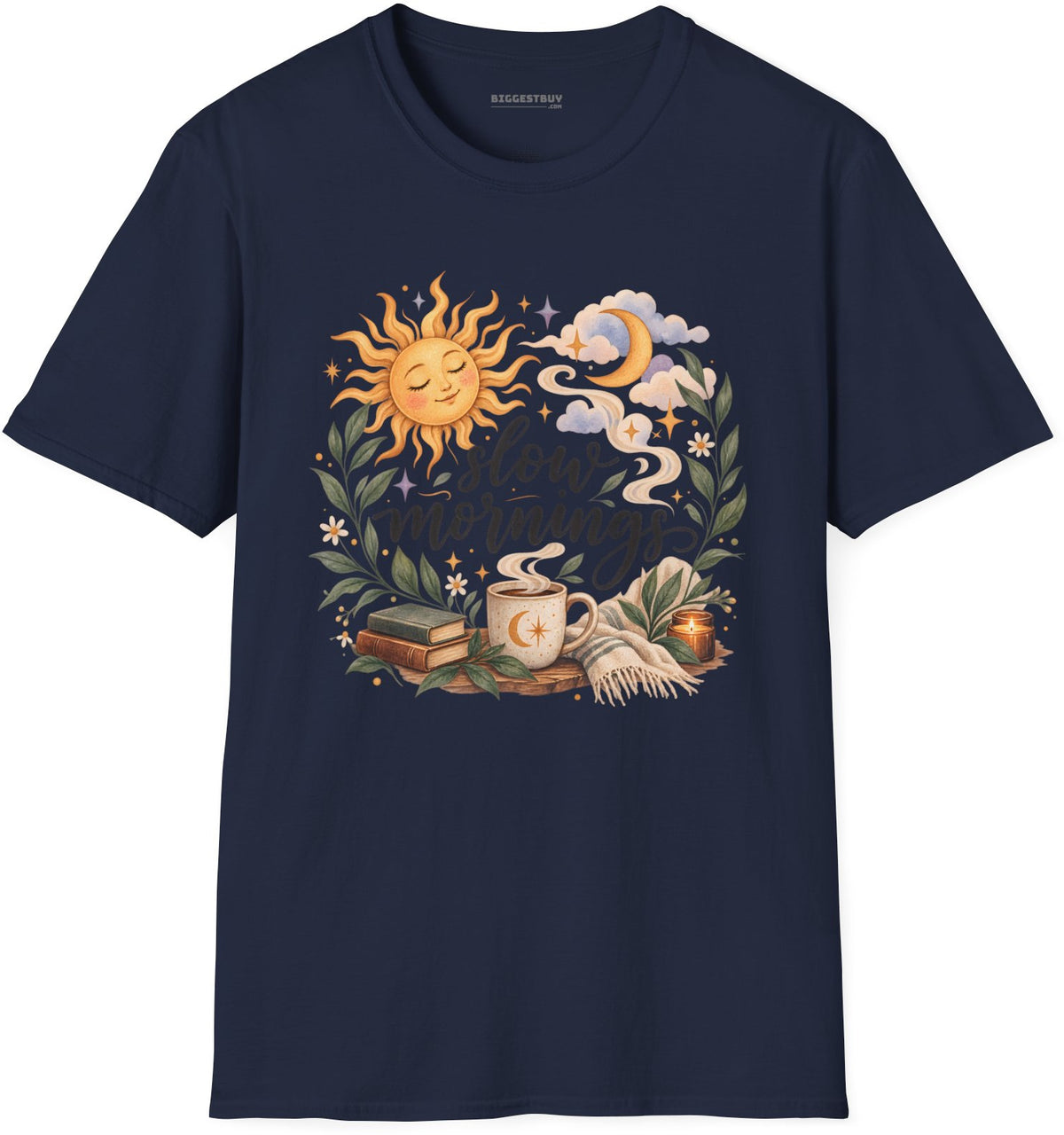 Sunshine Kisses - Softstyle T-Shirt in Navy, front view