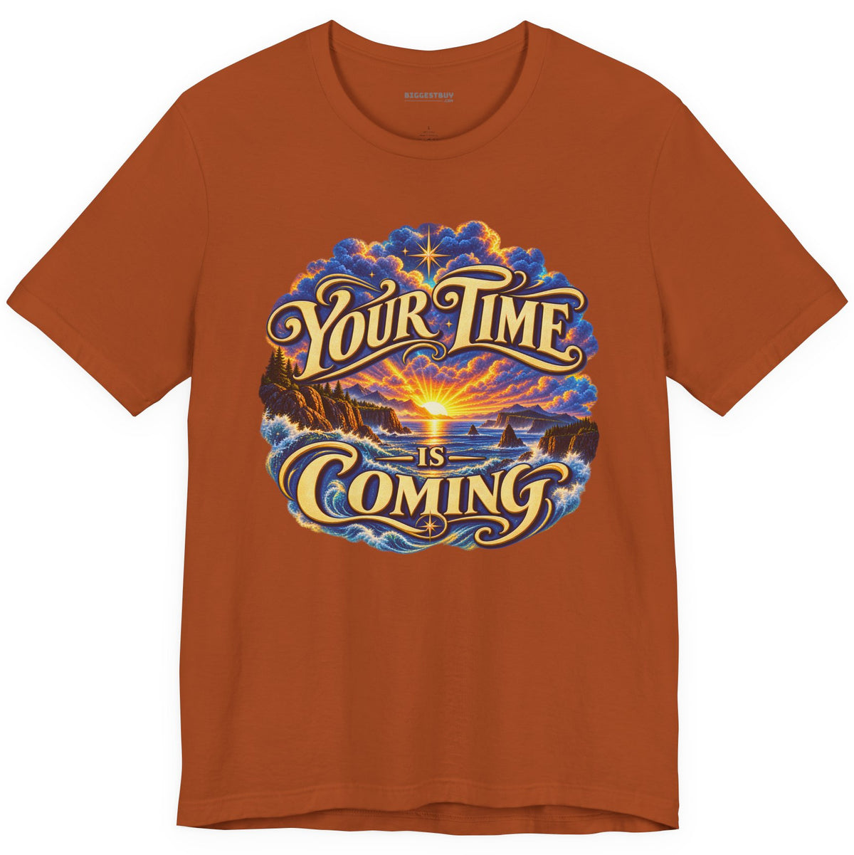Times A-Comin - Classic Jersey Tee in Autumn, front view