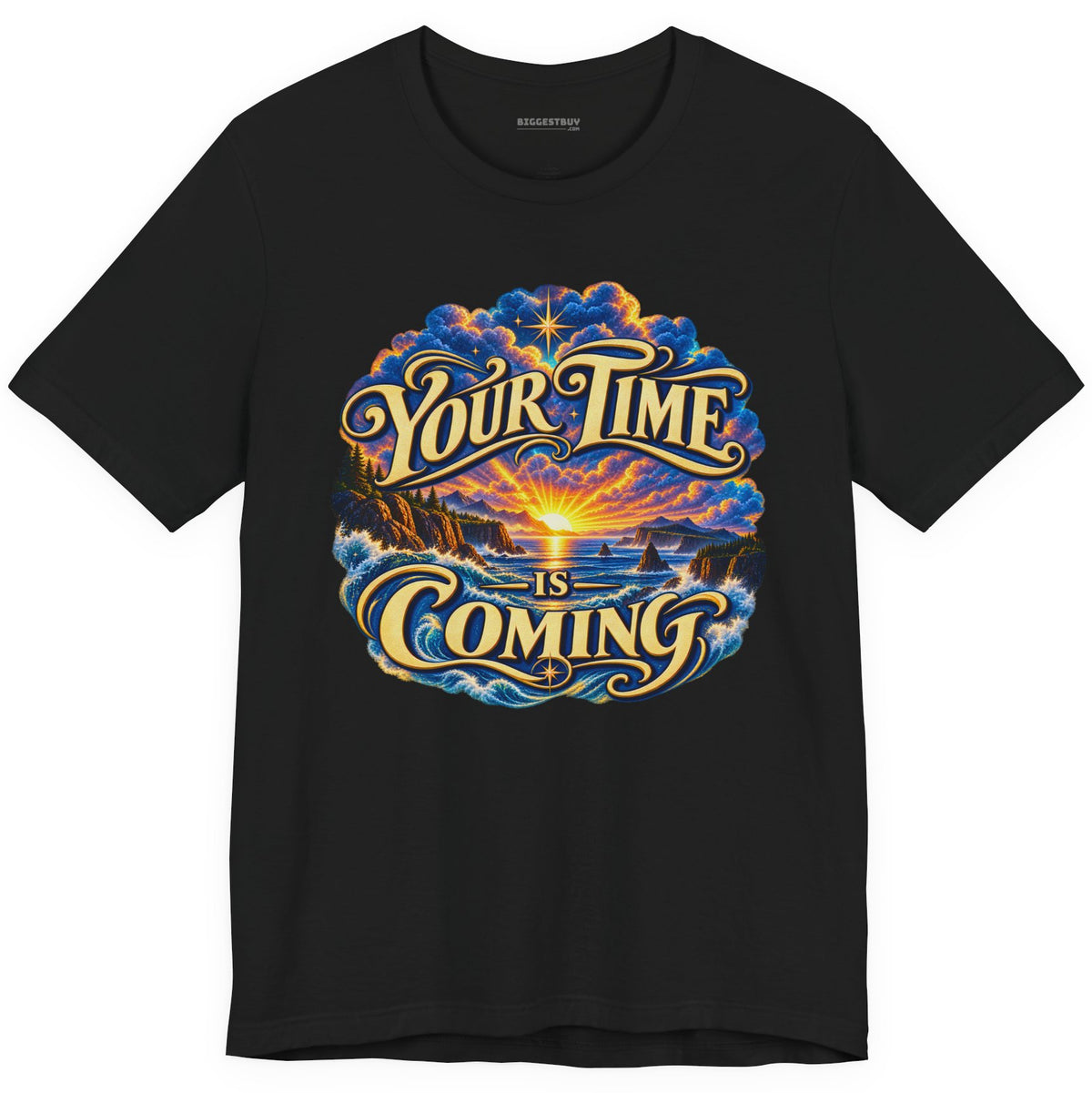 Times A-Comin - Classic Jersey Tee in Black, front view