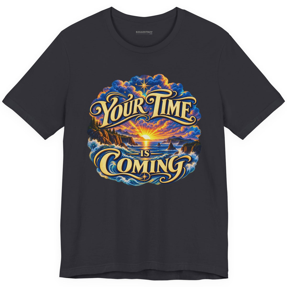 Times A-Comin - Classic Jersey Tee in Dark Grey, front view