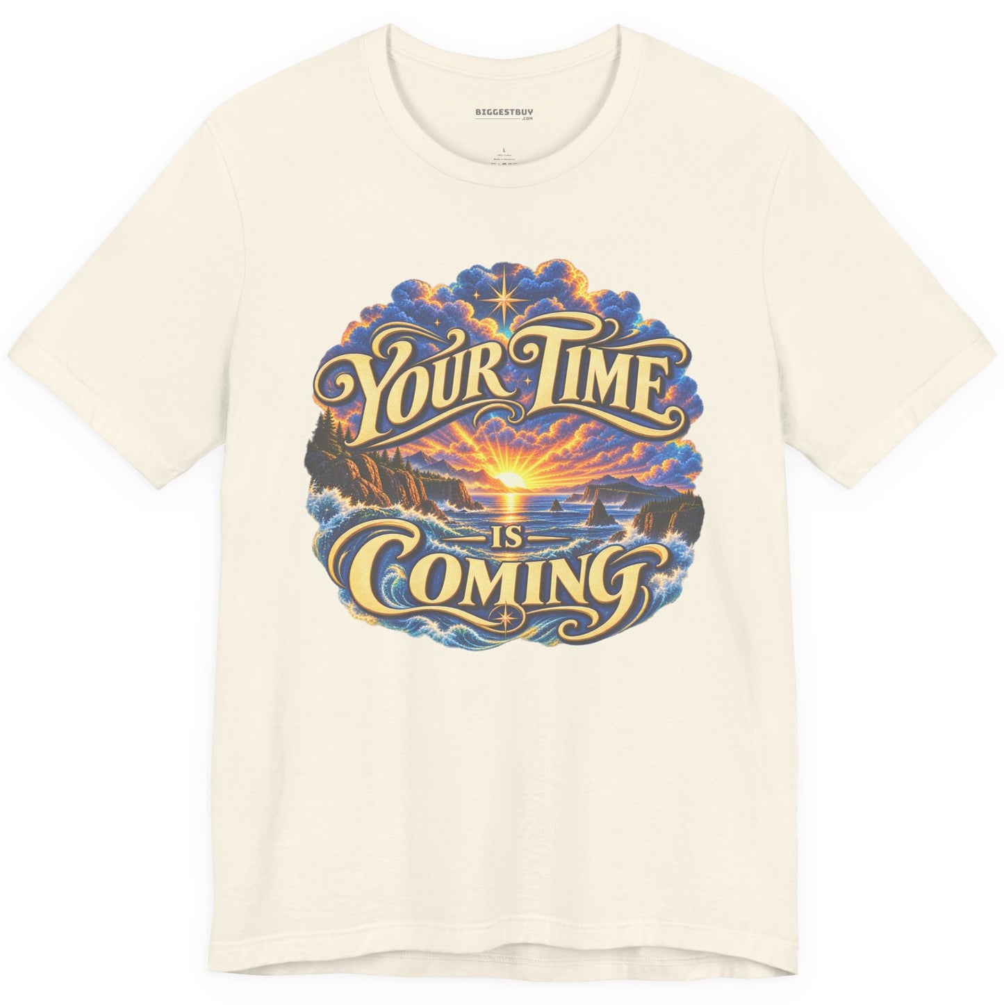 Times A-Comin - Classic Jersey Tee in Natural, front view