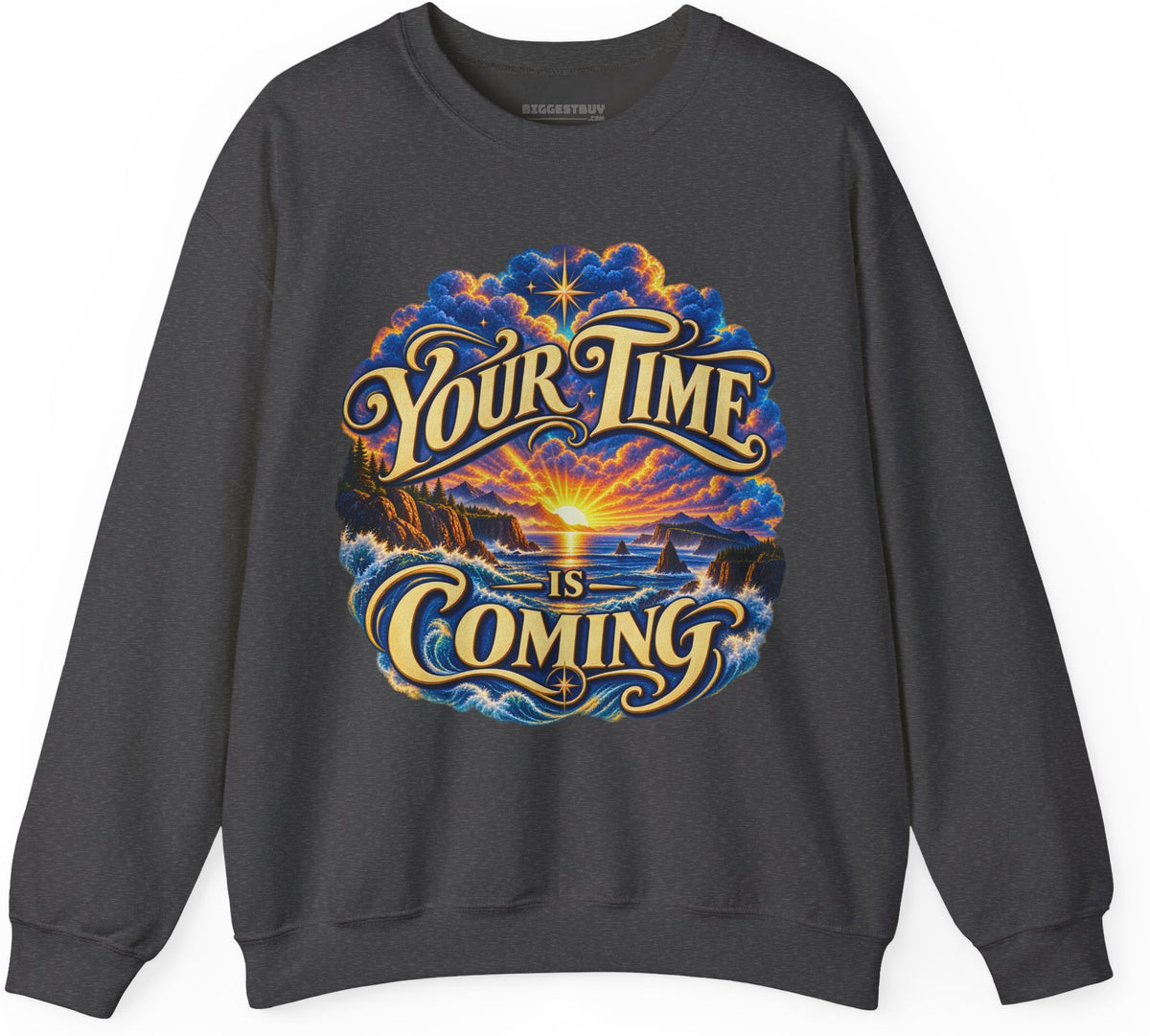 Times A-Comin - Crewneck Sweatshirt in Dark Heather, front view
