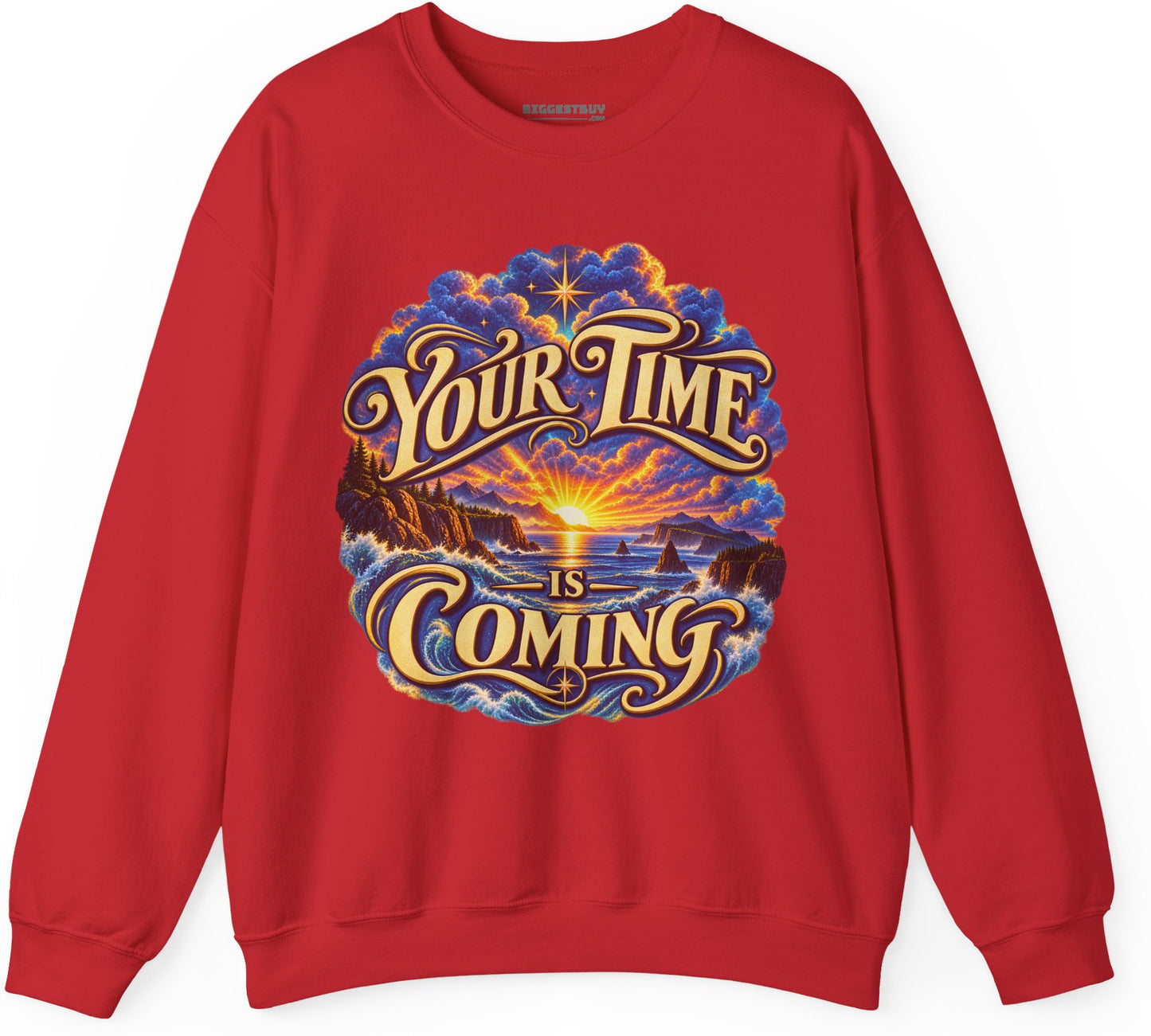 Times A-Comin - Crewneck Sweatshirt in Red, front view