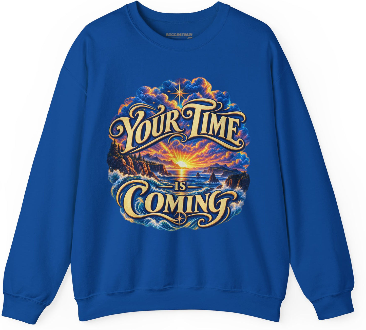Times A-Comin - Crewneck Sweatshirt in Royal, front view