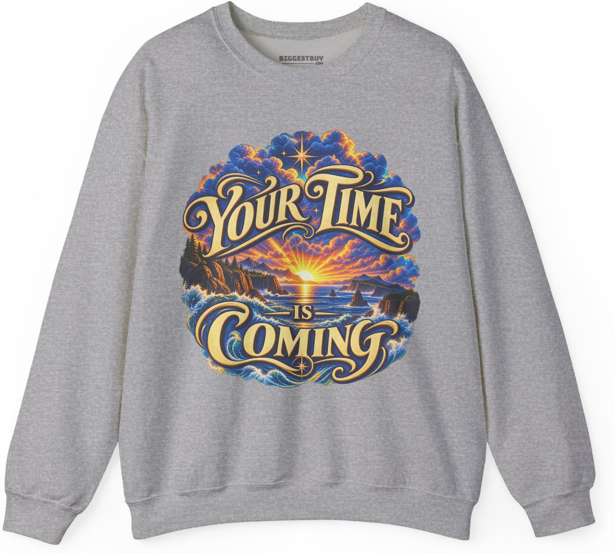 Times A-Comin - Crewneck Sweatshirt in Sport Grey, front view