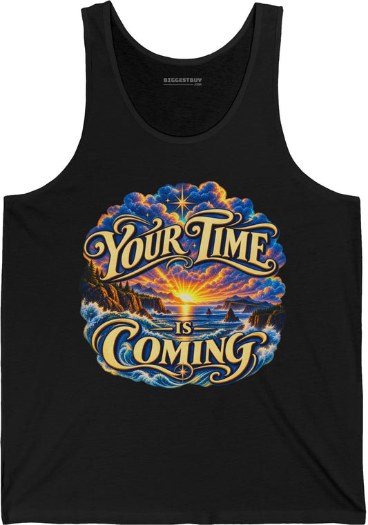 Times A-Comin - Jersey Tank Top in Black, front view