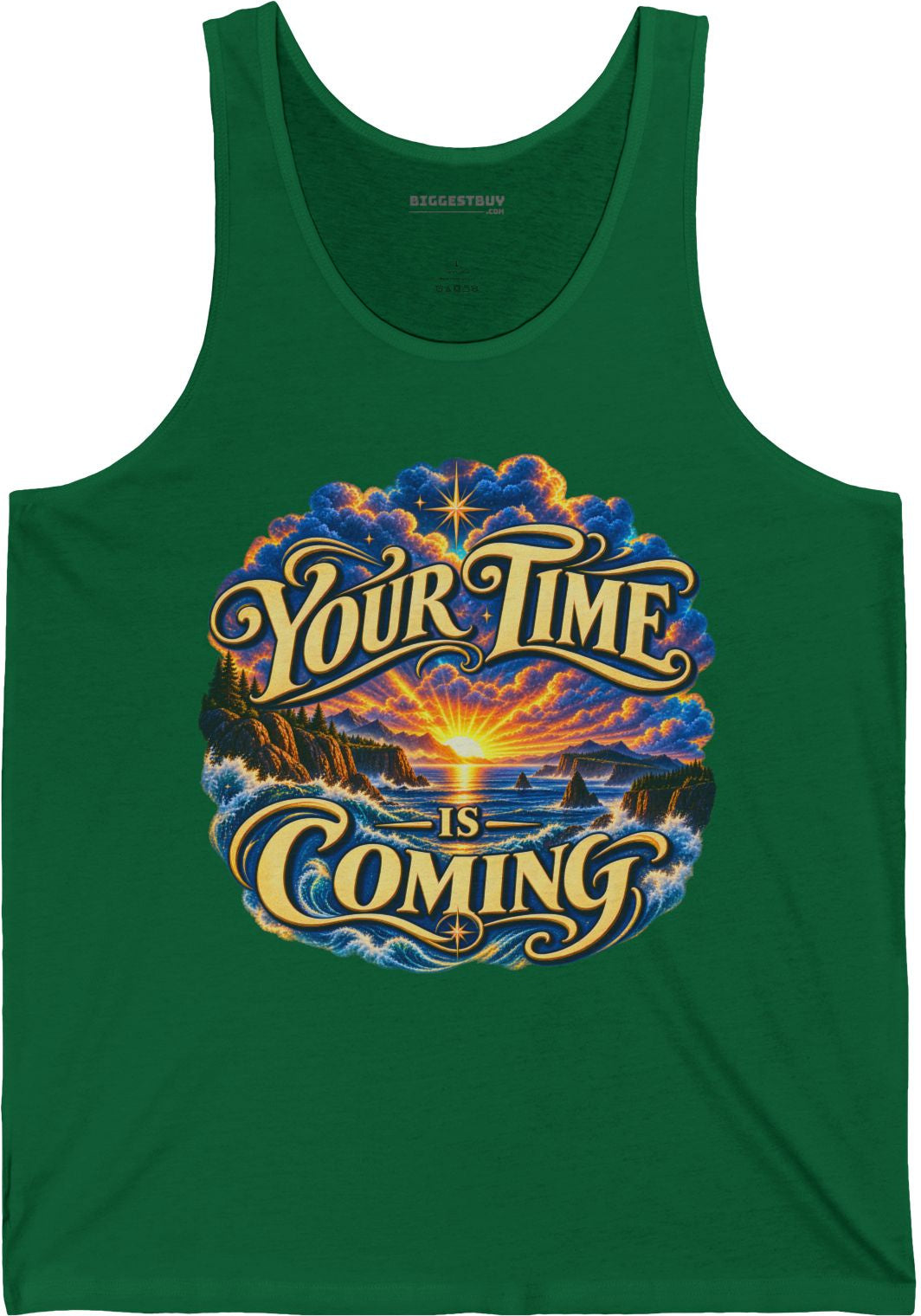 Times A-Comin - Jersey Tank Top in Kelly, front view