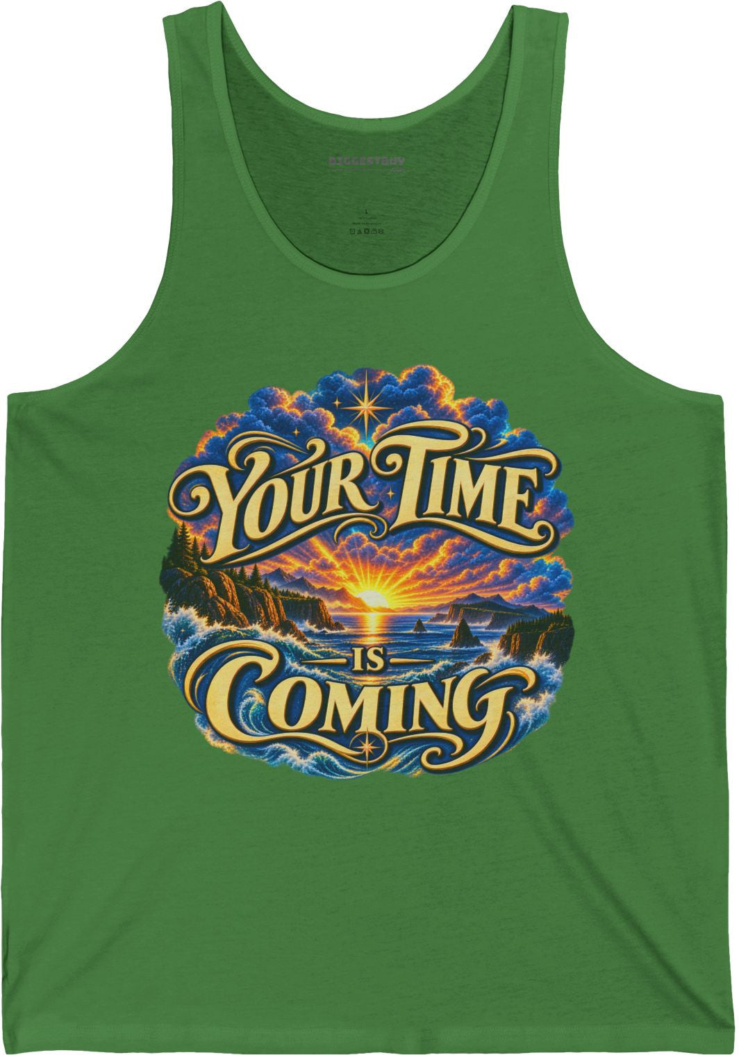 Times A-Comin - Jersey Tank Top in Leaf, front view