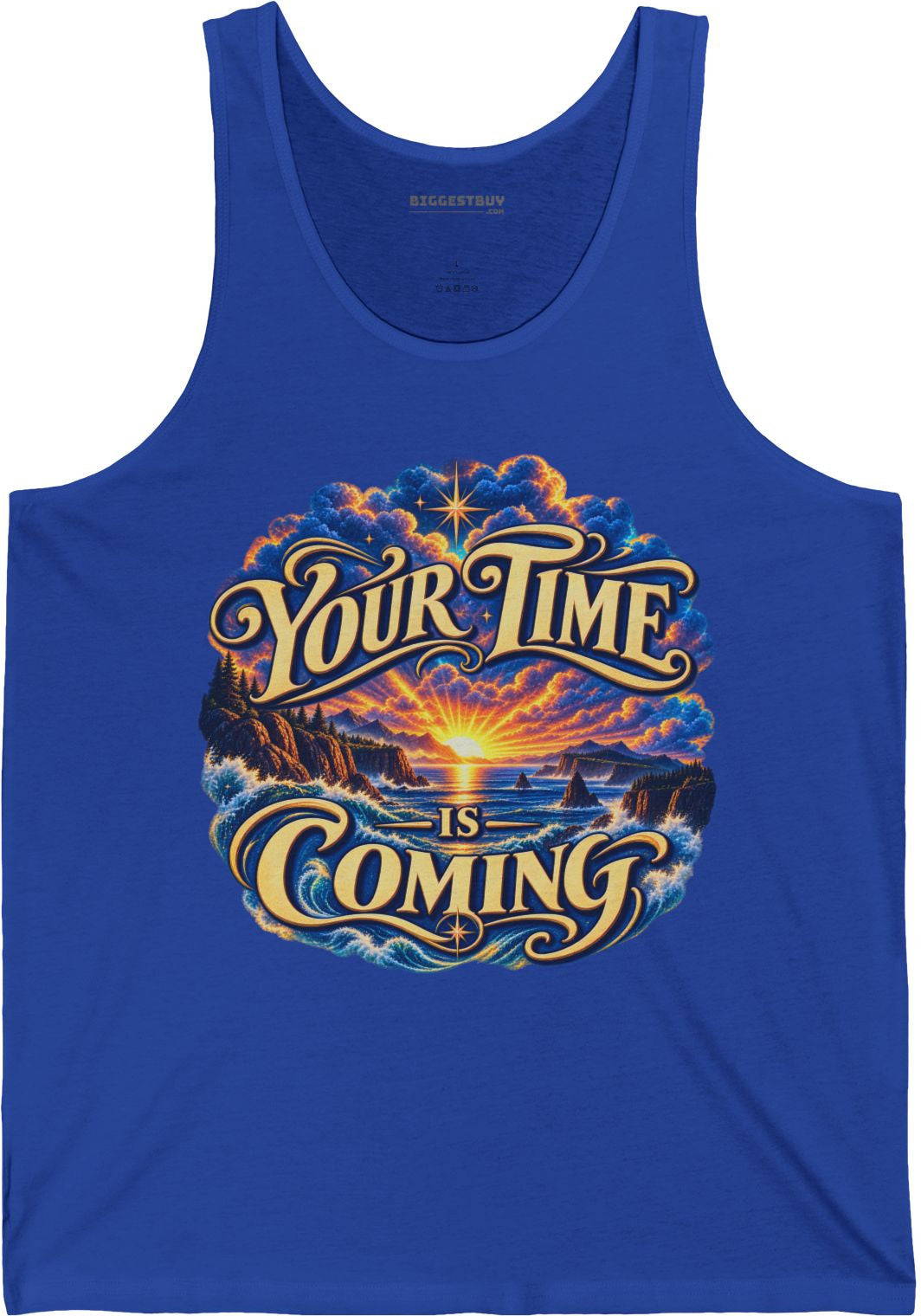Times A-Comin - Jersey Tank Top in True Royal, front view