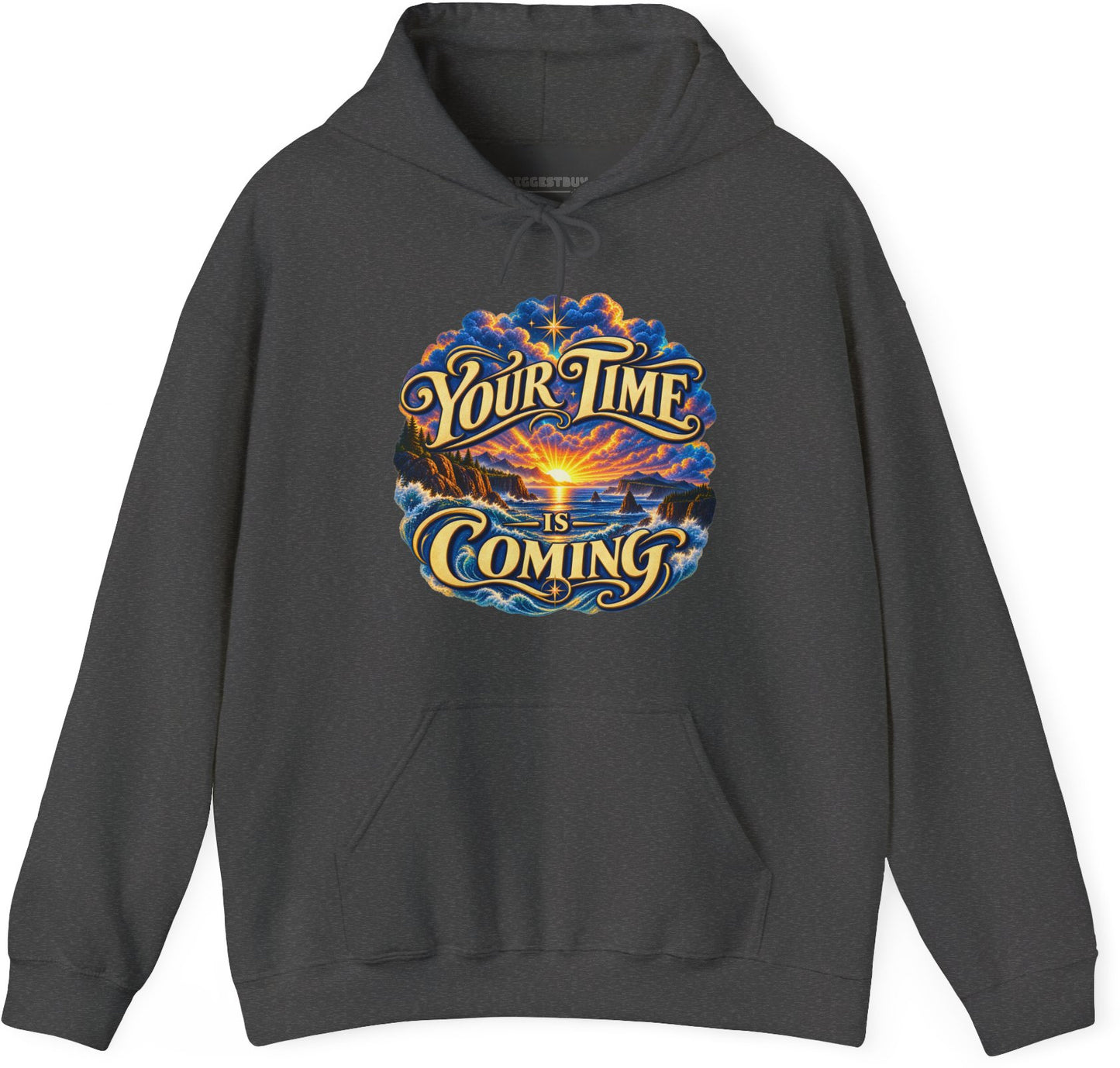 Times A-Comin - Pullover Hoodie in Dark Heather, front view