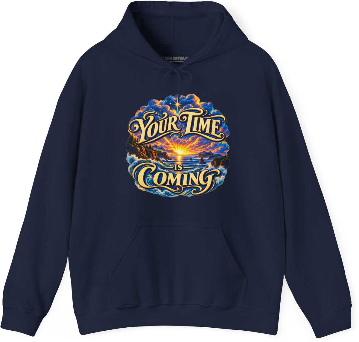 Times A-Comin - Pullover Hoodie in Navy, front view