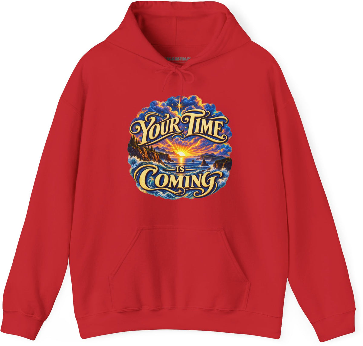 Times A-Comin - Pullover Hoodie in Red, front view