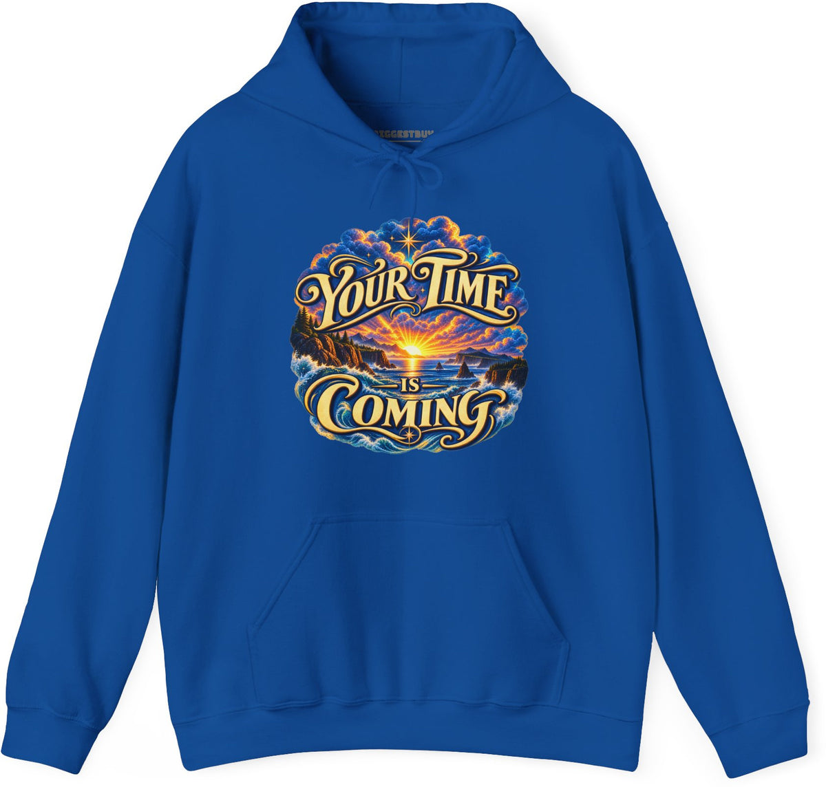 Times A-Comin - Pullover Hoodie in Royal, front view