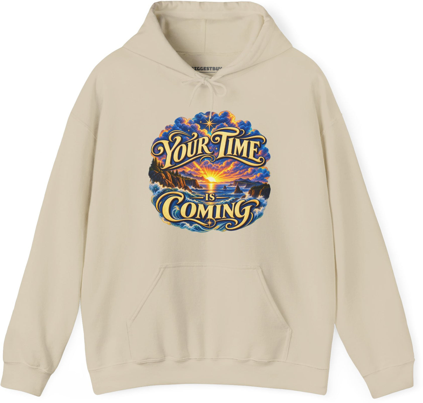 Times A-Comin - Pullover Hoodie in Sand, front view