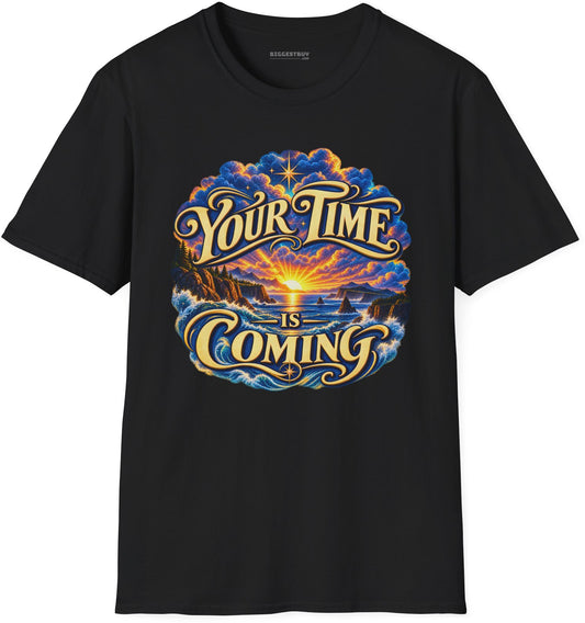 Times A-Comin - Softstyle T-Shirt in Black, front view