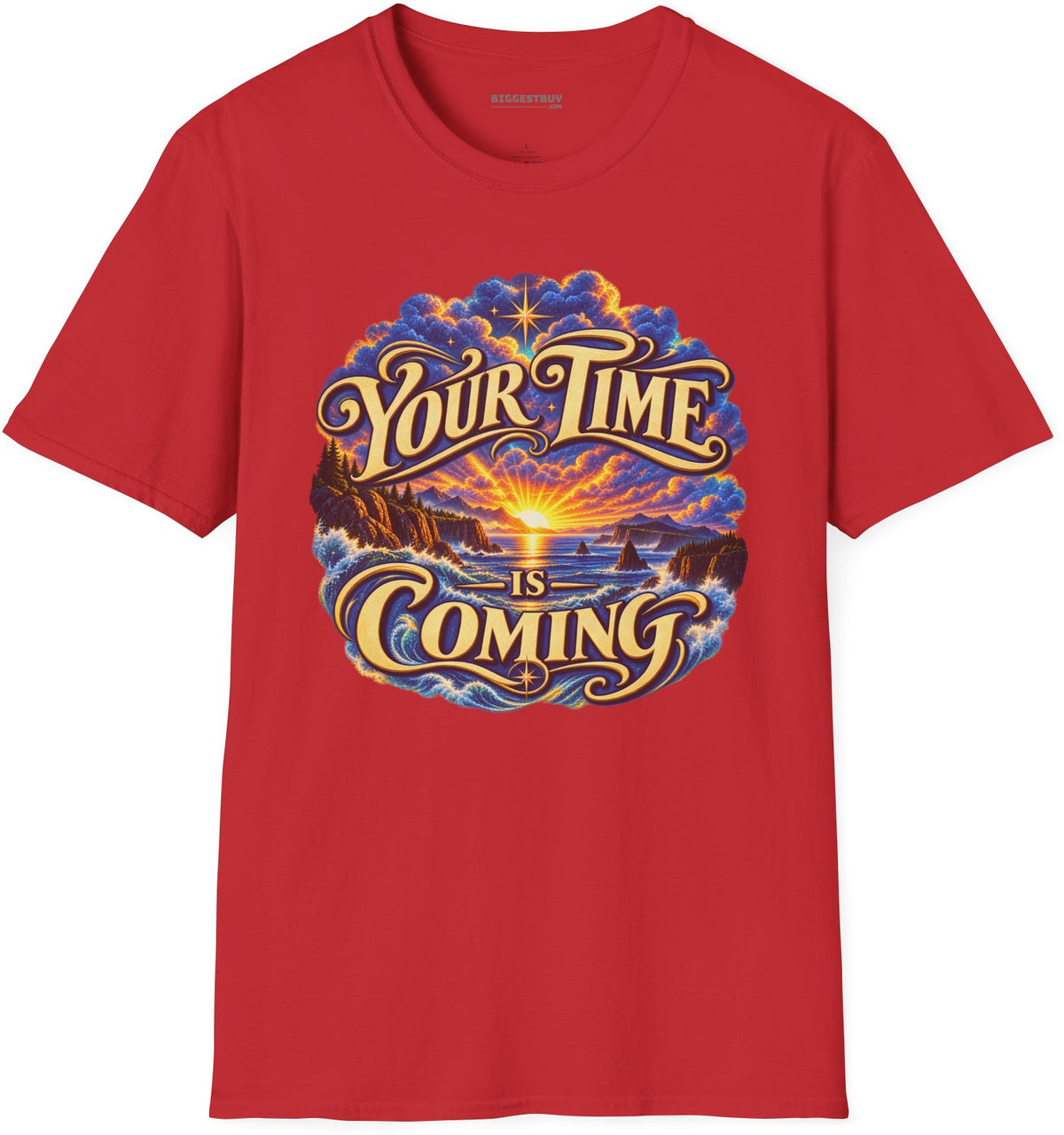 Times A-Comin - Softstyle T-Shirt in Red, front view