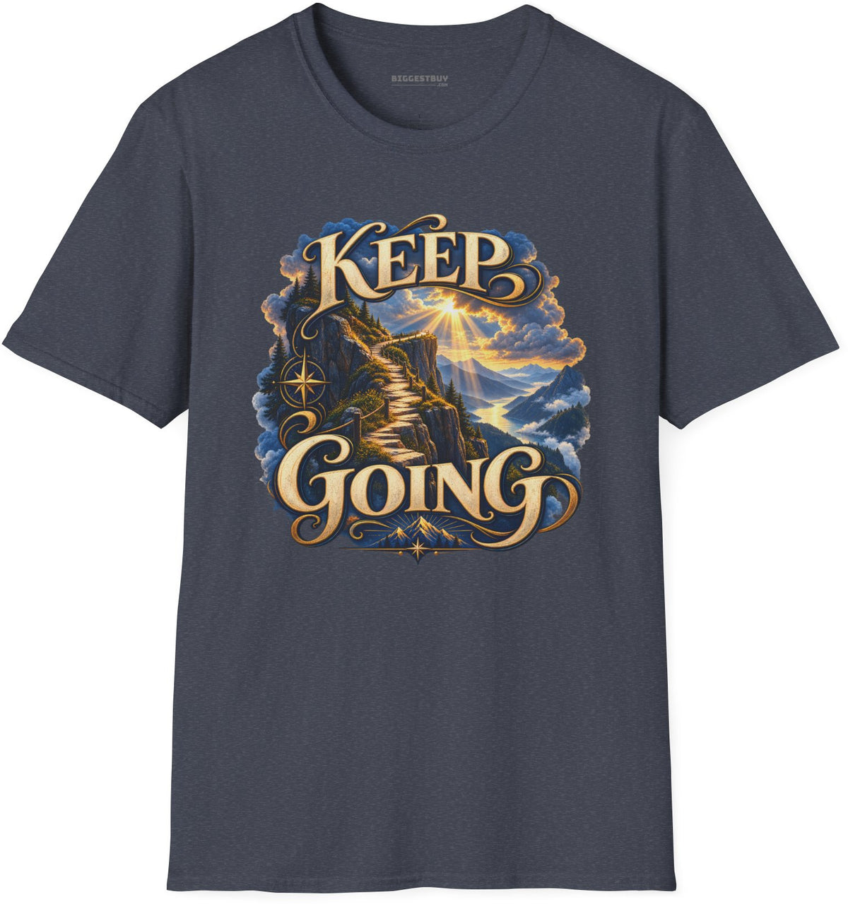 Trailblazer - Softstyle T-Shirt in Heather Navy, front view