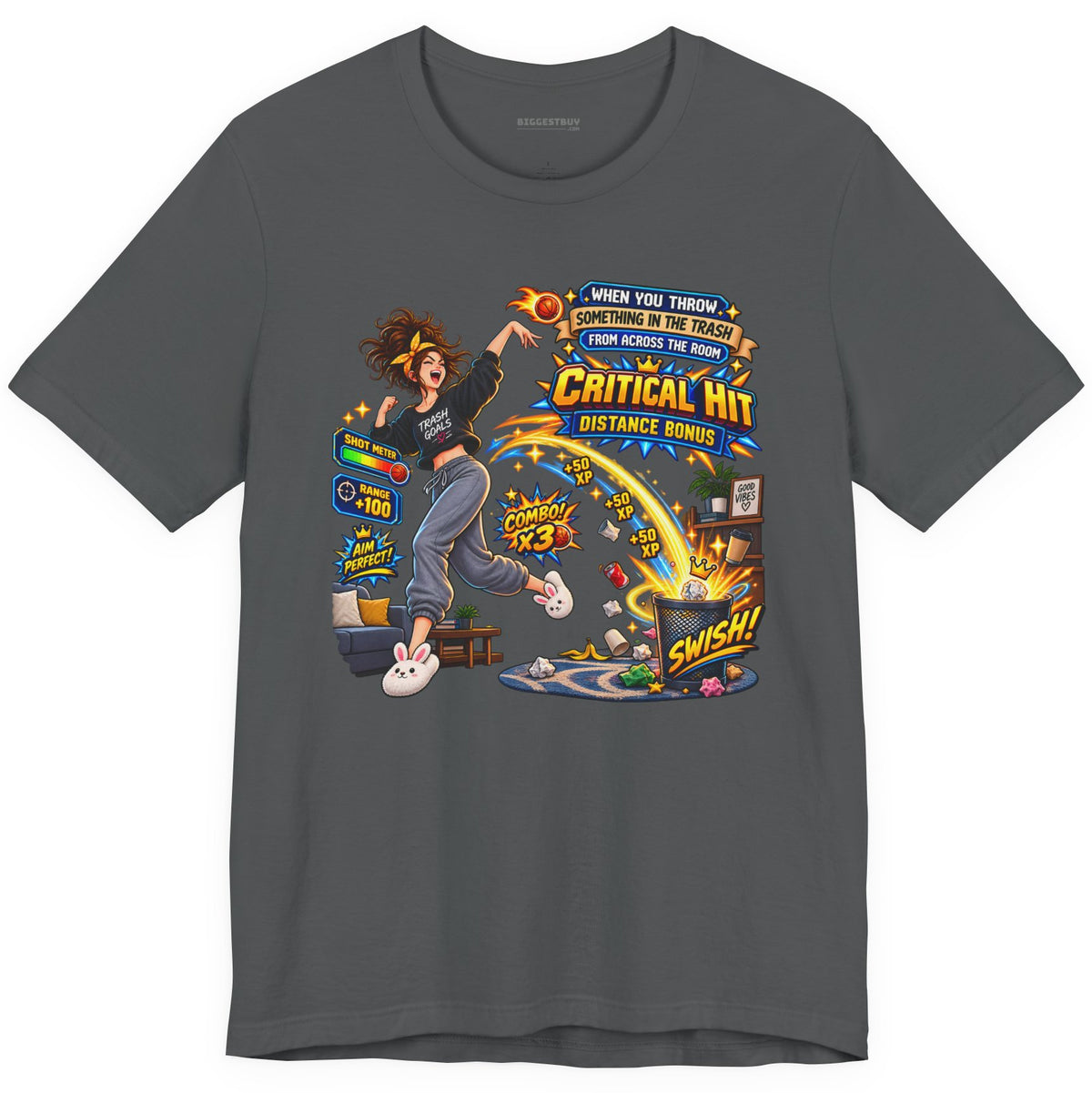 Trash Dance - Classic Jersey Tee in Asphalt, front view